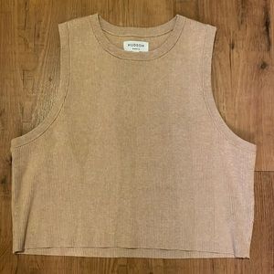 Hudson North light brown crop sweater.